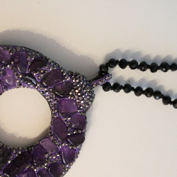 NEW Purple Black Chunky Statement Necklace - Picture 4 of 6